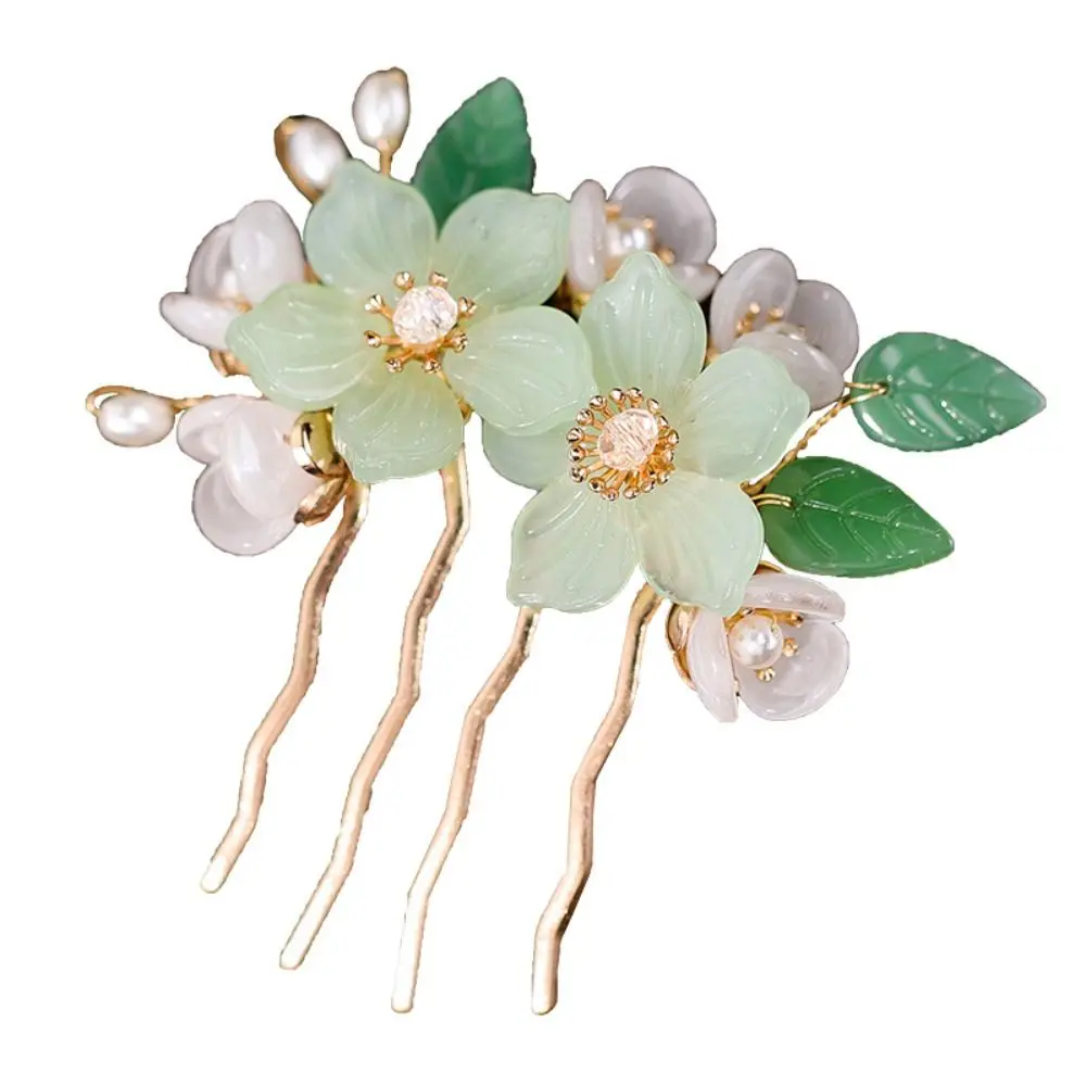 Antique Hair Comb Chinese Style Hair Stick Flower Pearl Hanfu Hairpin Chinese Style Hair Chopstick For Girl