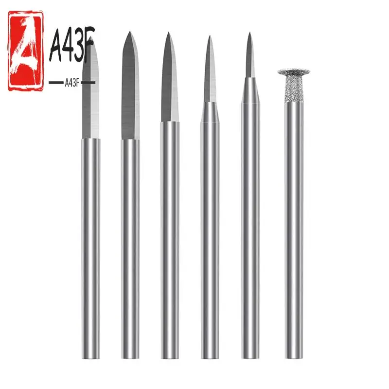 

A43F-Wood Carving Drill Bits Set,6Pcs Engraving Drill Accessories Bit Wood Carving Kit For Rotary Tool, For Carving Engraving