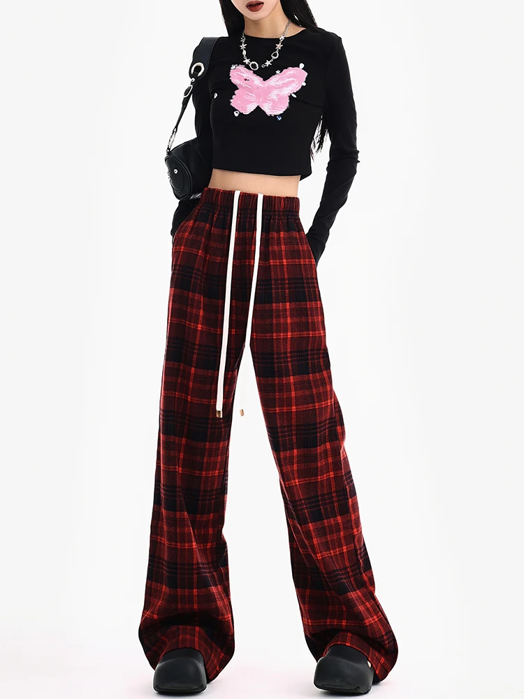 Women Plaid Pants Vintage Y2k 90s Aesthetic Harajuku Oversize Sweatpants Streetwear High Waist Baggy Trousers 2000s Clothes 2024