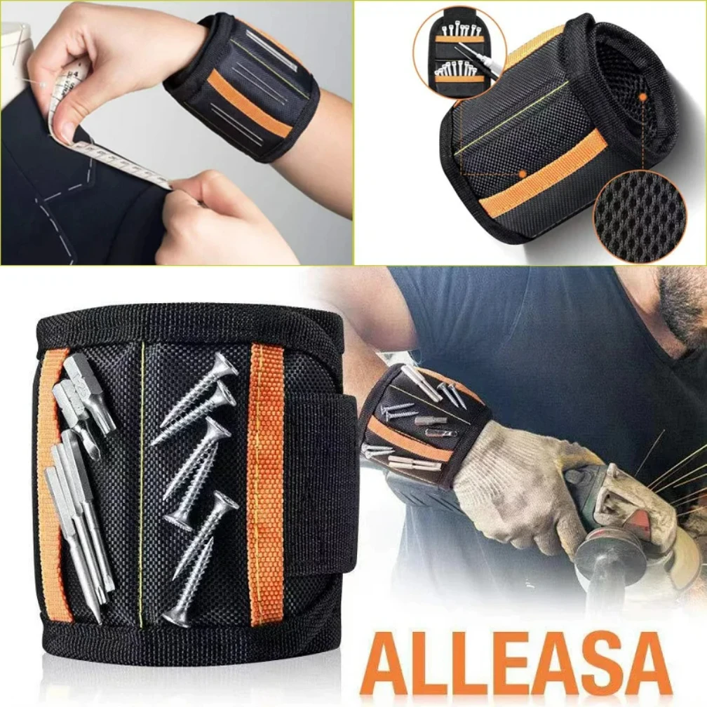 Magnetic Wrist Strap Tool With Portable Attachment Fixation Screw Powerful Magnetic Wrist Tool Man Perfect Cool Gift for DIY.