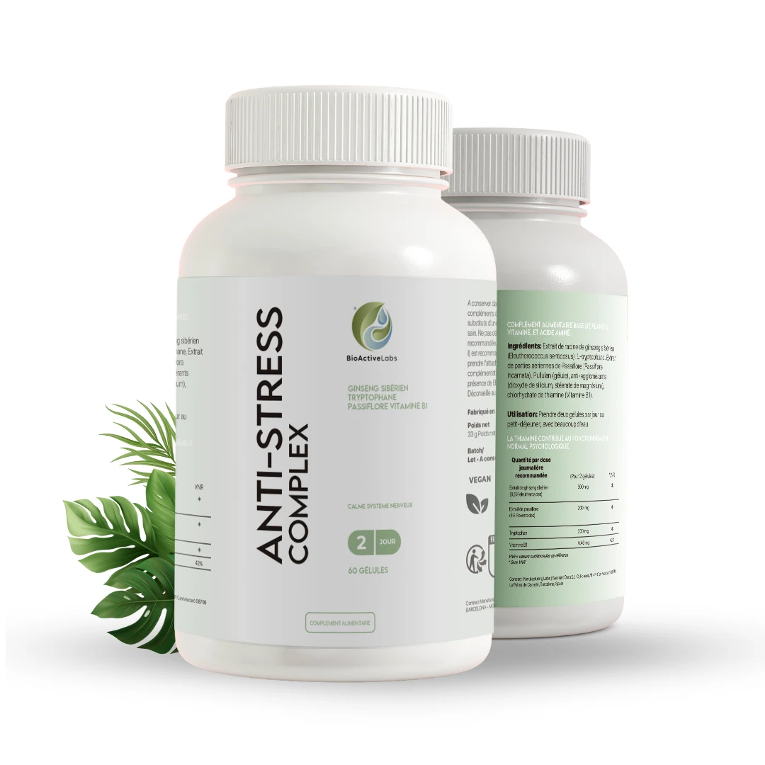 Anti-Stress Complex | Calma sin somnolencia ni dependencia -60 cápsulas vegetales | BioActiveLabs