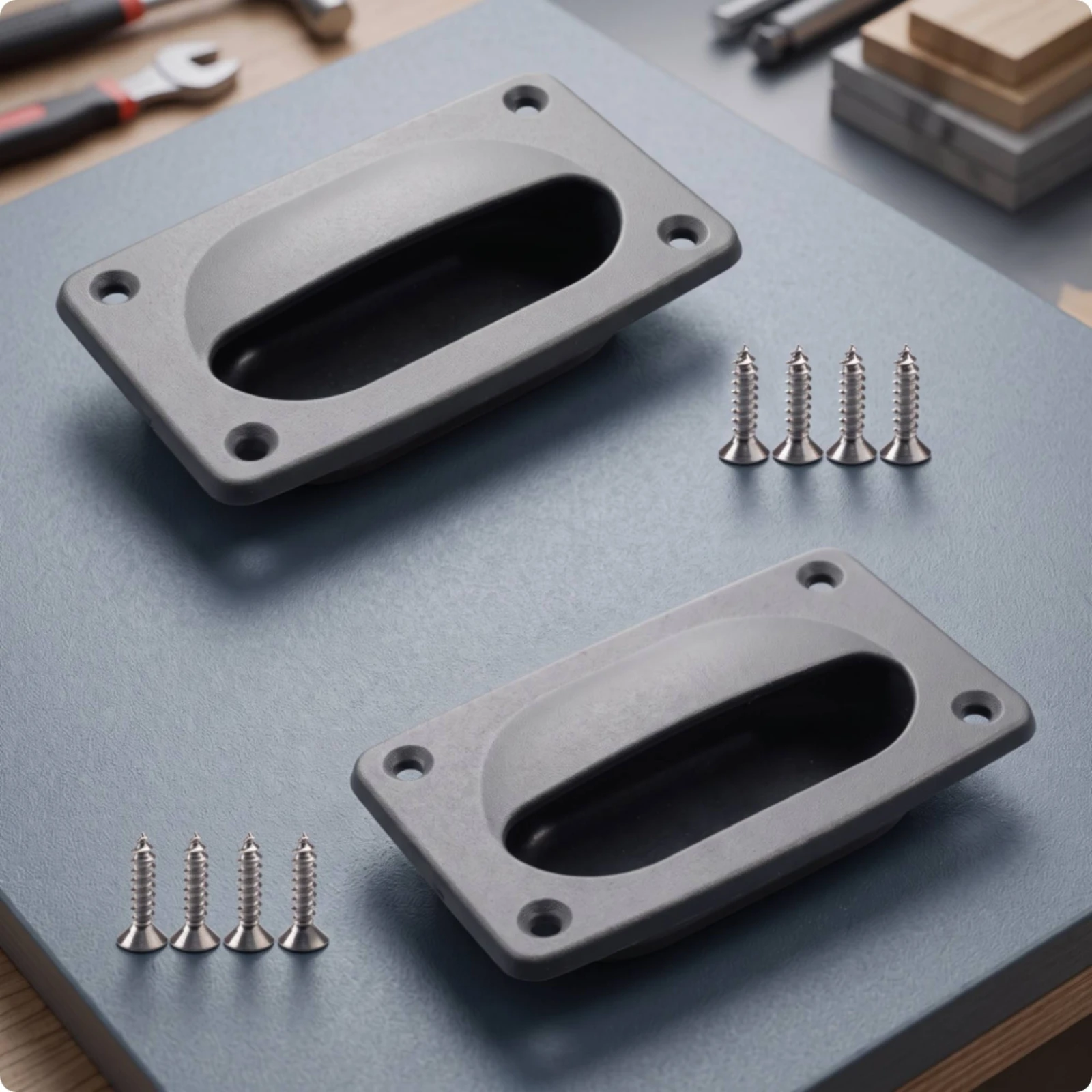 2 Pieces Recessed Pull Handle Marine-Grade Flush Mount Handle with Screws Hardware Smooth Concealed for Builders