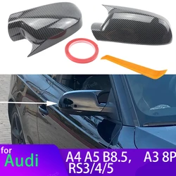 For Audi A4 A5 S4 S5 B8.5, RS3 RS4 RS5, A3 8P B8.5 Black Horn Carbon Look Add on Side Rear View Mirror Cap Cover High Quality