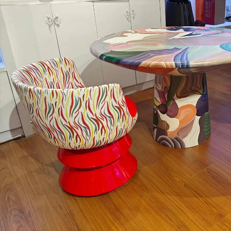 

Nordic fiberglass tropical fabric swivel chair colored mushroom coffee table modern creative home decoration furniture