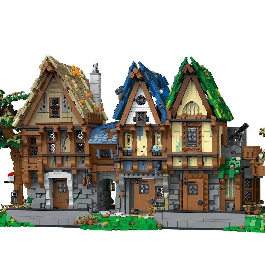 

Medieval Blacksmith Shop Magic House Tavern Building Blocks MOC City Street View Bricks Set Adult Desktop Ornaments Kid Toy Gift