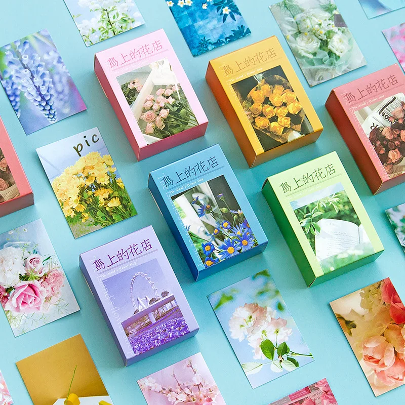 

100pcs/pack Flowers Shop on The Islands Beanbook Stickers Ins Style Flower Room Hand Account Paper Materials