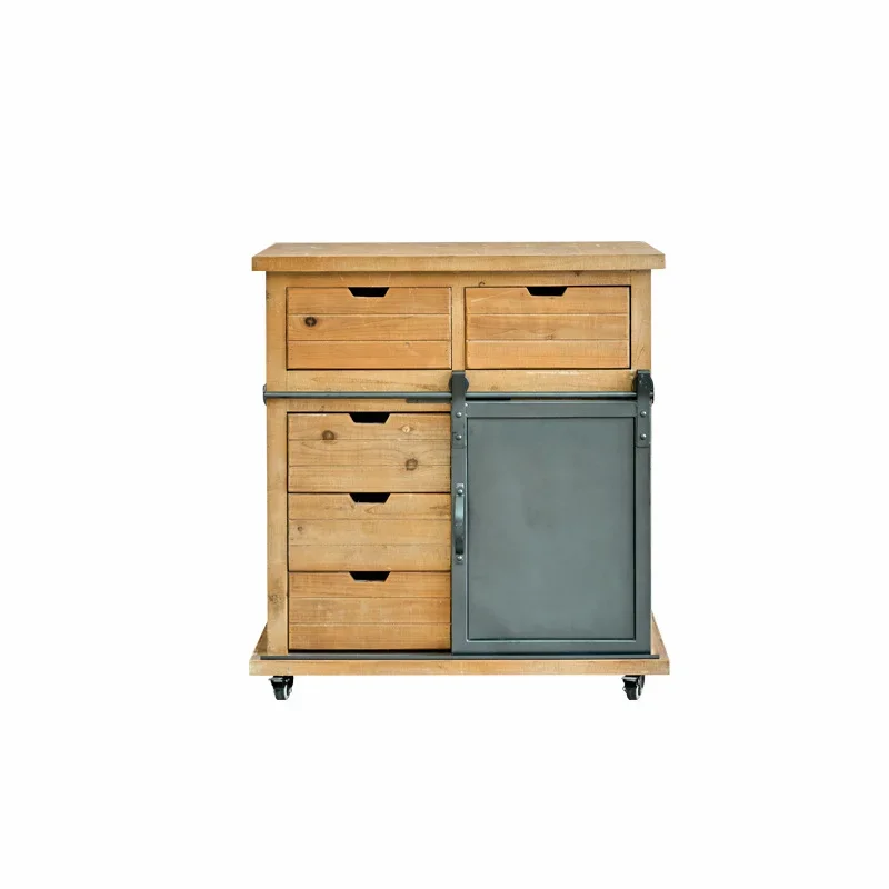 

American retro old furniture locker solid wood wrought iron decorative storage