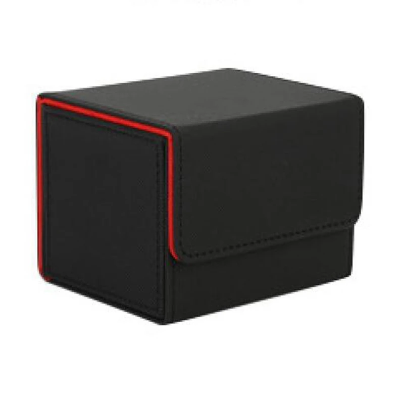 

4X Card Box Side-Loading Card Box Deck Case For Mtg Yugioh Card Binder Holder 100+,Black Red