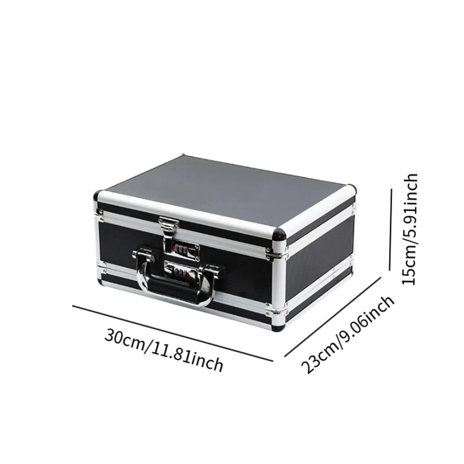 Aluminum Alloy Case Password Lock Box Small 30x23x15cm Multipurpose with Sponge Lining Lightweight Toolbox for Travel Office RV