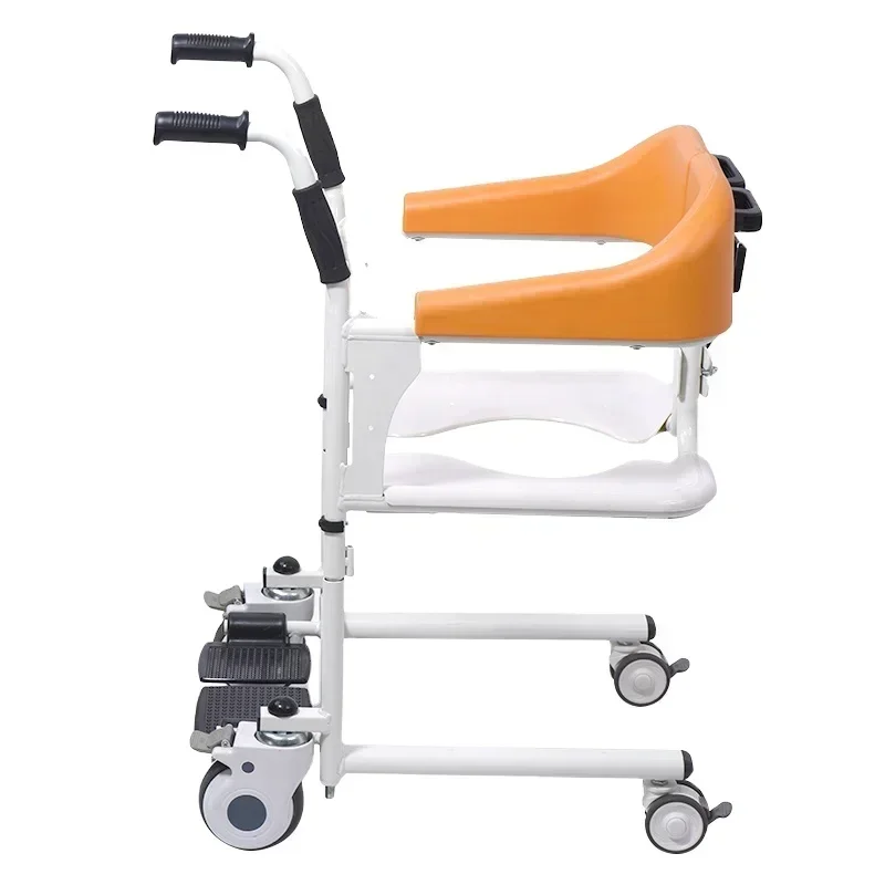 Manual Patient Transfer Chair with Commode for Handicapped Elderly Four-wheel Versatile flexible Lifting Platform Hot Sale