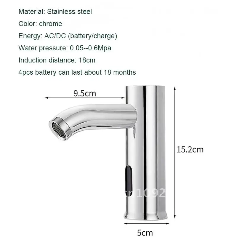 Matte Black Powered Bathroom Faucet Cold and Hot Deck Sensor Stainless Mounted Battery Sink Sensor Mixer Steel Infrared