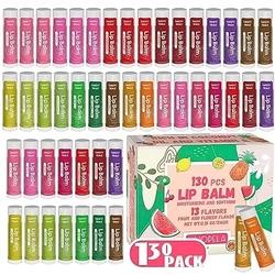 130 Pack Natural Lip Balm Bulk with Vitamin E Coconut Oil  Moisturizing Soothing Repairing Dry Chapped Lips Makeup