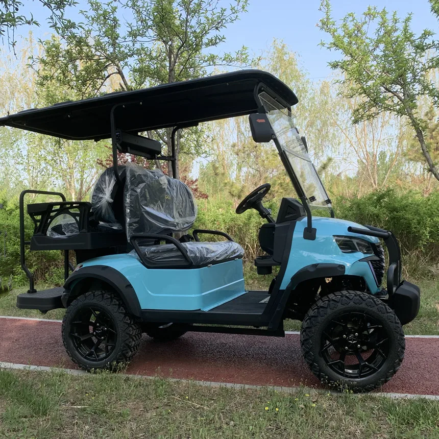 Golf Cart Electric 2+2 Seats Black Leather With Headrest Electric Car For Adults 60V72V Golf Scooter Electric Sightseeing