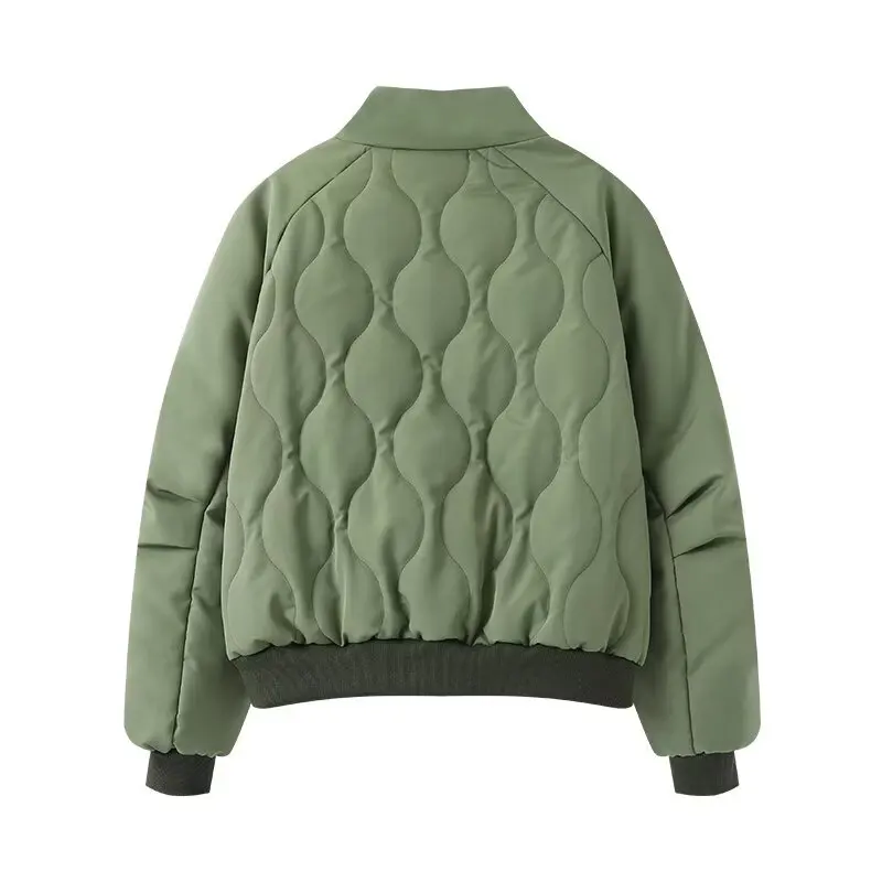 

Female Outerwear Chic Tops 2025 WOMAN Autumn New Fashion flying Loose Stand Coat Vintage Long Sleeve Zipper Pockets Casual