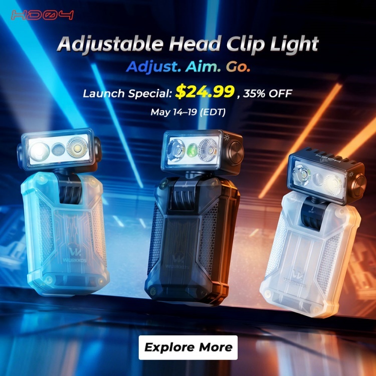  Wurkkos Mini HD04 EDC Flashlight Robot Clip Light 180° Rotating Head Magnetic Tail RGB Portable Pocket Torch Type-C for Hiking 