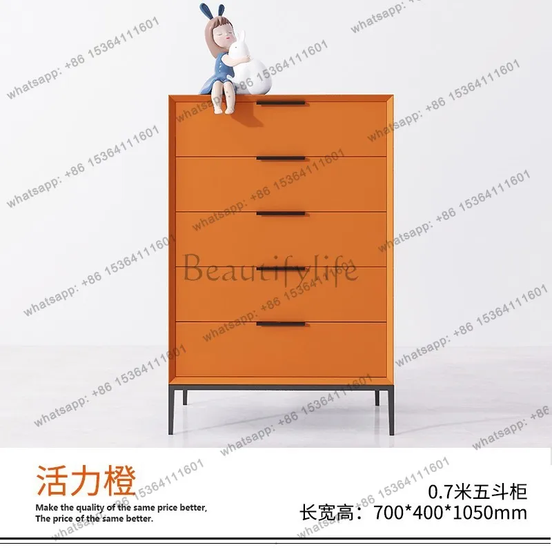 Italian minimalist baking paint modern minimalist living room light luxury solid wood storage complete bedroom bedside storage
