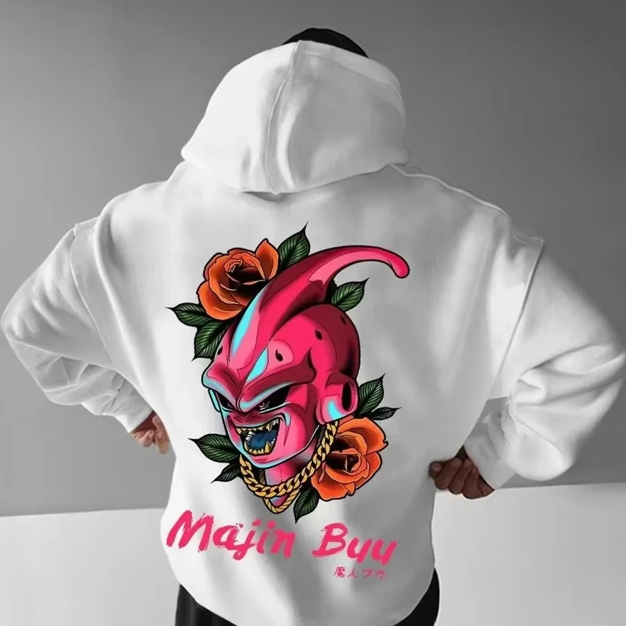 Majin Buu Roronoa Zoro Anime Over Size Printed Heavyweight 3D Printed Hoodie Cartoon Men Women Clothing YK2 Hoodies Sweatshirt