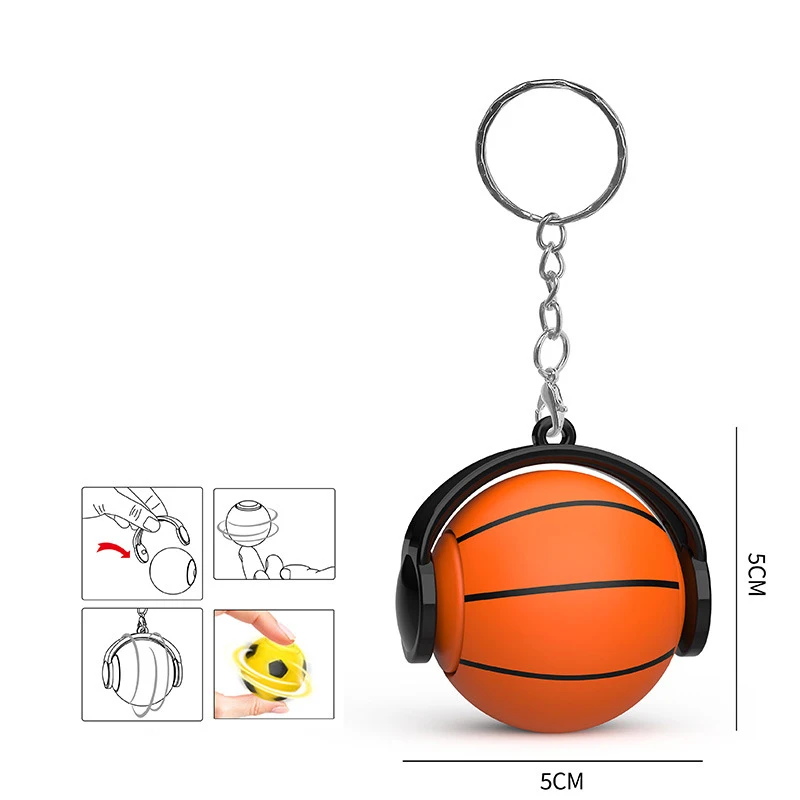 ファッションスポーツキーホルダー指先ジャイロ回転サッカーバスケットボール指ストレスリリーフキーホルダー子供のおもちゃのギフトマルチスタイル