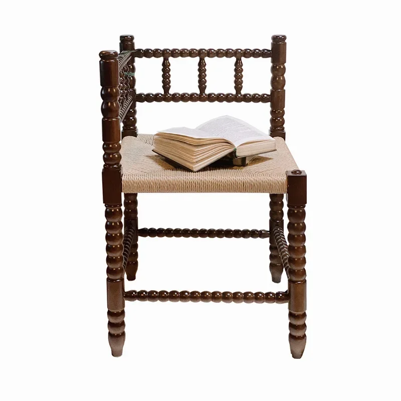 

Solid wood carving American handmade retro corner designer casual woven ch air French makeup cha ir study chair
