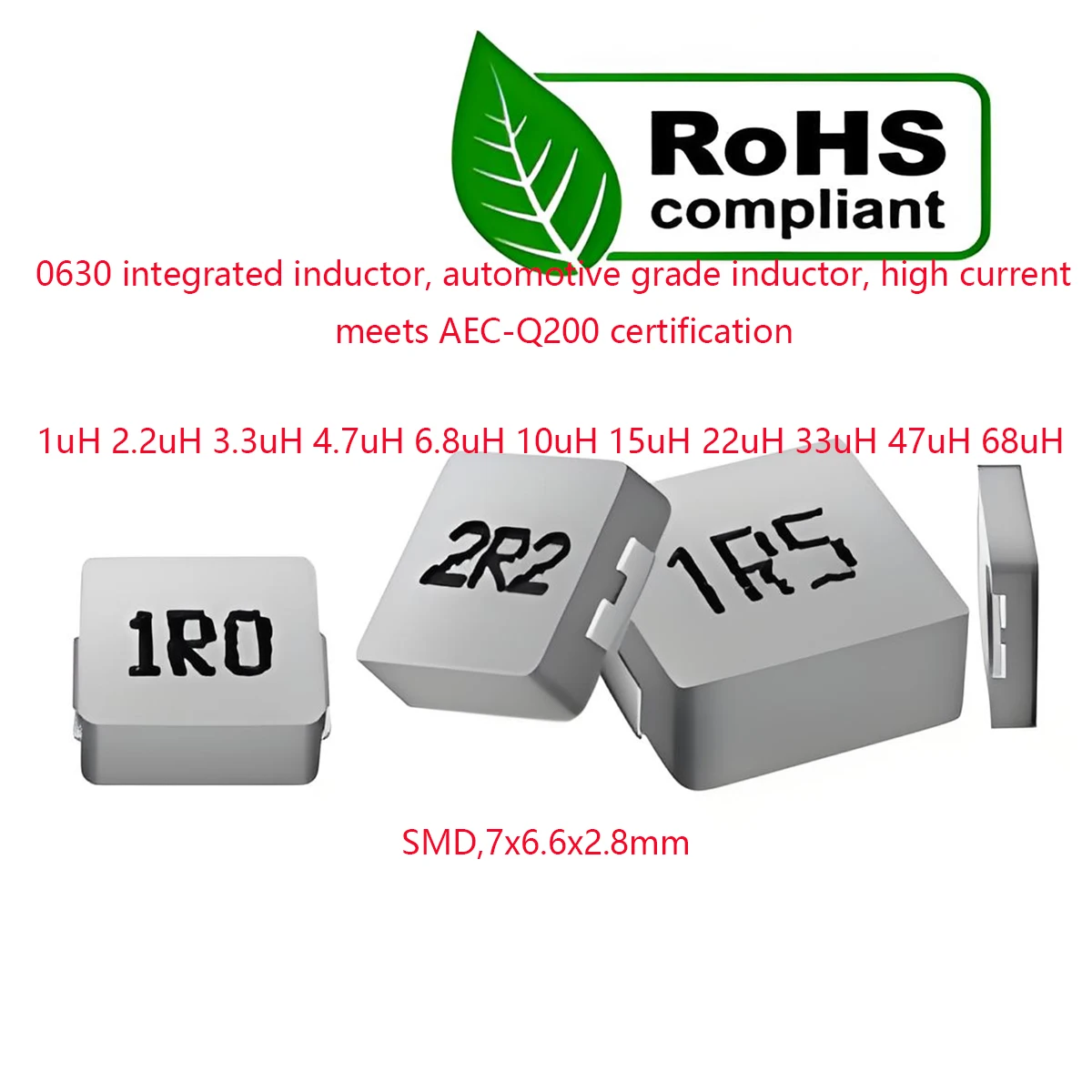 20PC New Original 0630 SMD,7x6.6x2.8mm One-piece molded inductor ±20% 1uH 2.2uH 3.3uH 4.7uH 6.8uH 10uH 15uH 22uH 33uH 47uH 1.5uH