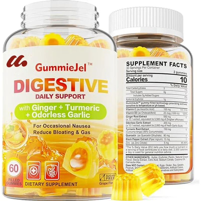 

Sugar free chewable filling gummies-relieve stomach discomfort-contain tasteless garlic and turmeric,quercetin,vitamins