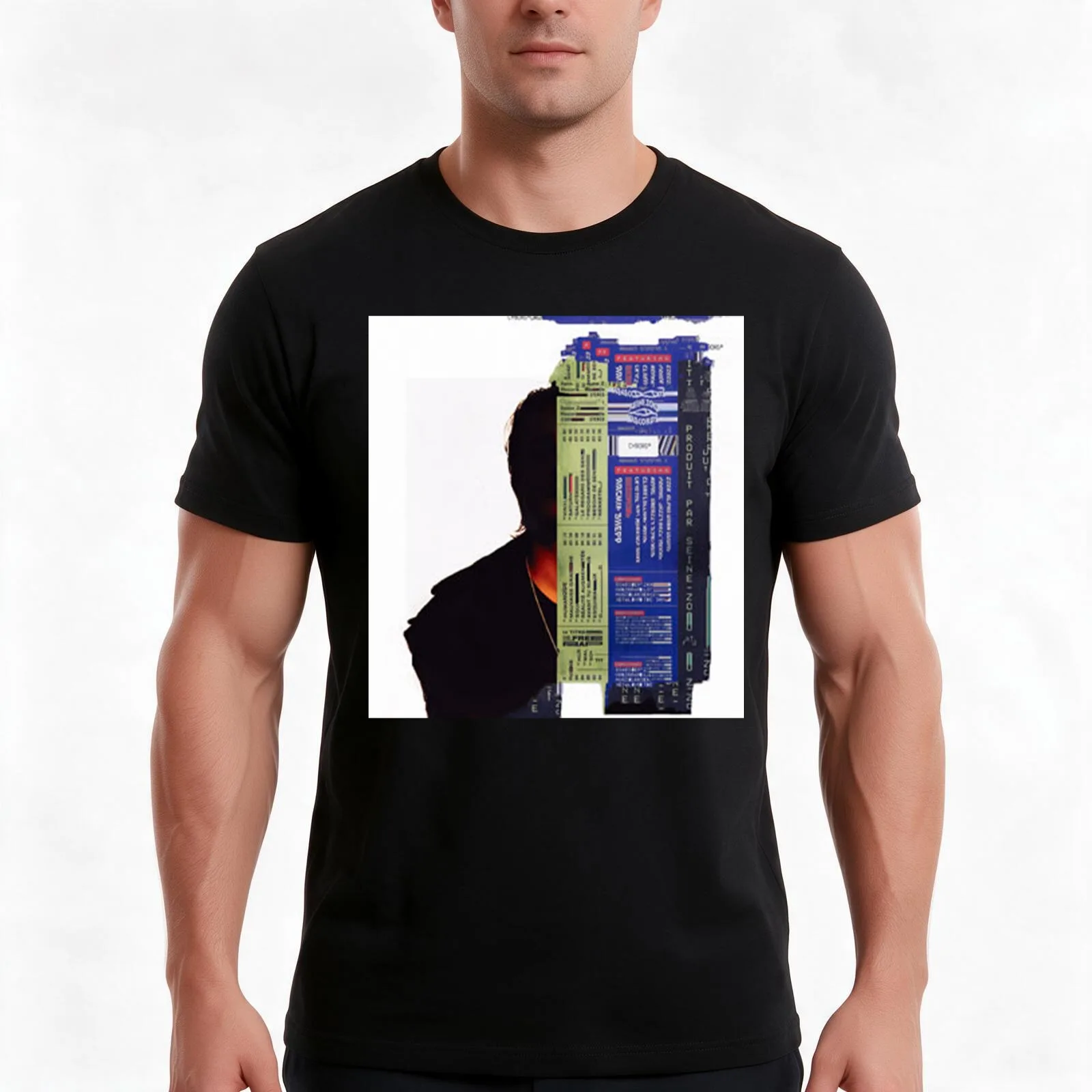 Nekfeu cyborg T-Shirt, Summer Casual Cotton Tee, Oversized Streetwear Tops, Vintage Graphic Print, Loose Fit Short Sleeve