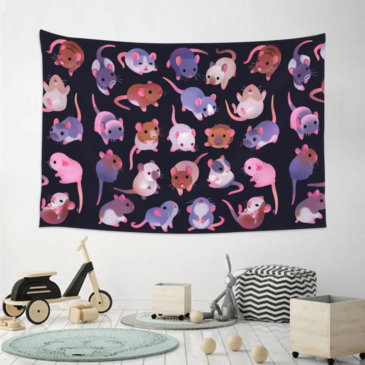 Fancy Rat - Dark Tapestry Art Wall Hanging Aesthetic Home Decor Tapestries for Living Room Bedroom Dorm Room