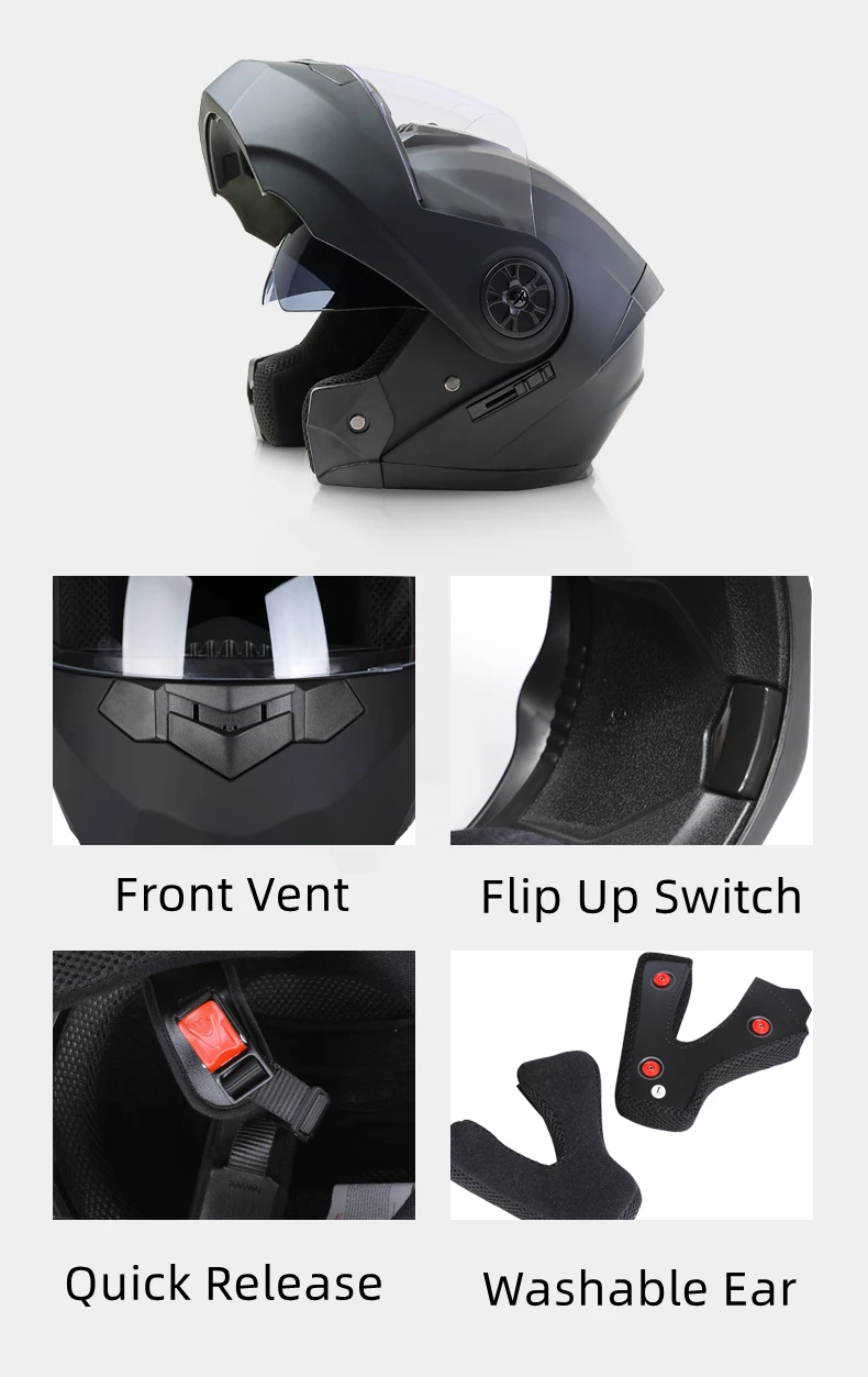 BLD Neue Ankunft Hohe Qualität Männer Frauen Motorrad Racing Flip Up Helm ABS Material Modulare Dual Objektiv Helm DOT Genehmigt – Detail 12