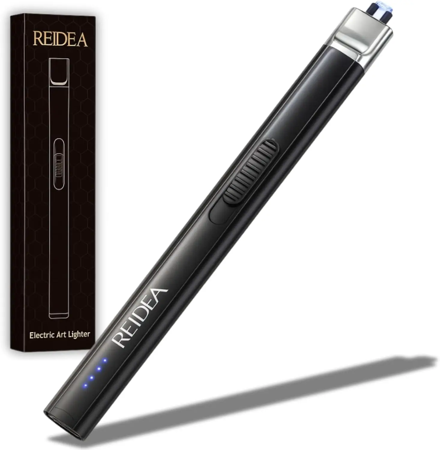 

Windproof USB Rechargeable Arc Lighter for Candle, BBQ & Fireworks - Safe, Flameless, Obsidian Black