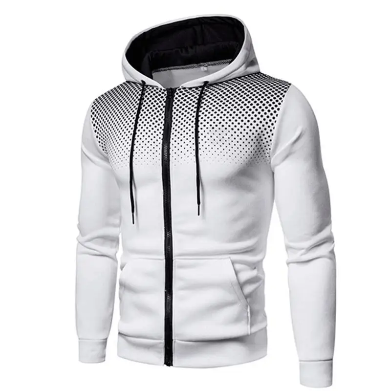 Men's Autumn Hooded Jacket Long Sleeved Pullover Hoodie Zip Up Cardigan Cotton Hooded Sweatshirt Coat