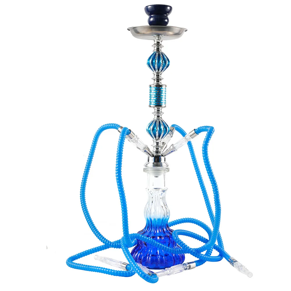 

New Four Tubes Shisha Hookah Medium Size Arab Hookah Metal High-End Ktv Bar Glass Hookah Pipe Whole Set