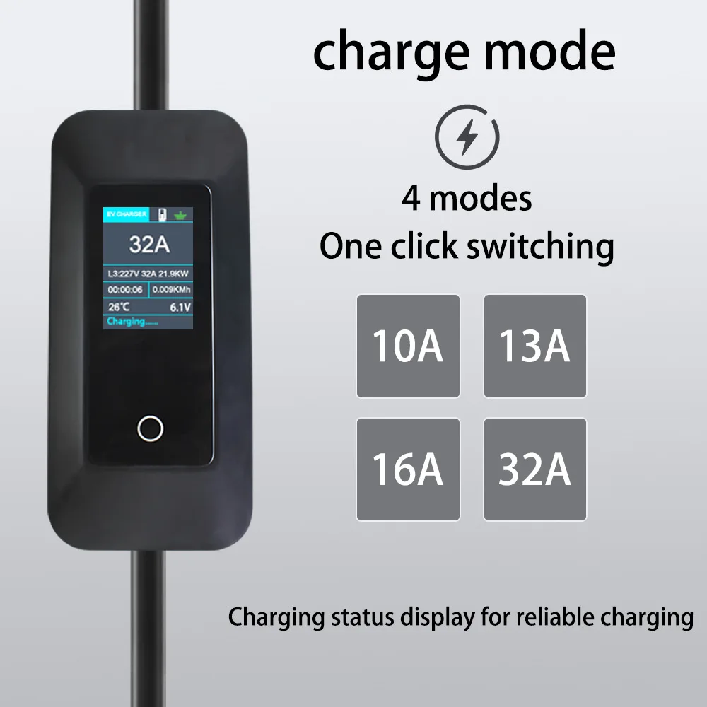 Hot selling 22KW CE IP55 AC EV fast charger station for electric cars J1772 Type2 adjustable current mobile portable ev charger