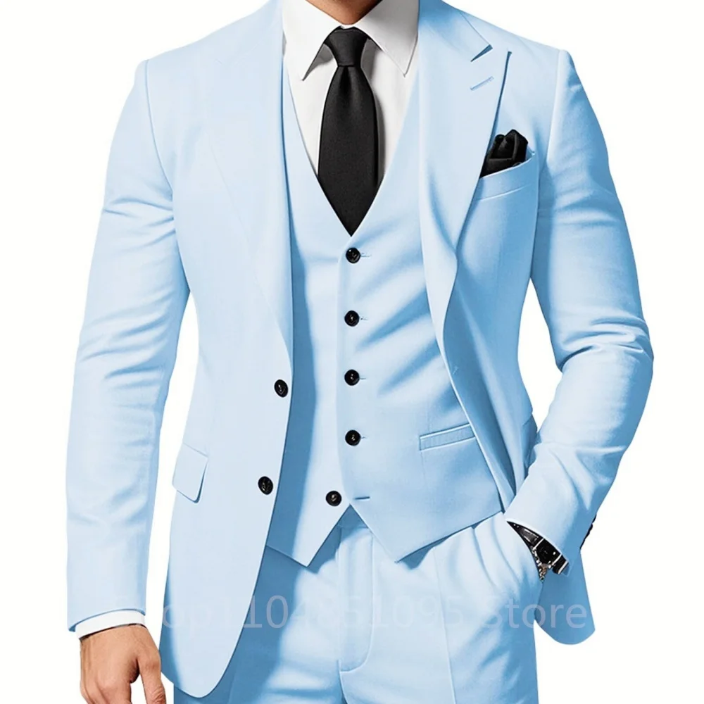 3 قطعة الرجال بدل زفاف رسمي العريس سهرة حفلة موسيقية حفلة موسيقية الذكور ملابس عصرية مجموعة مع الذروة التلبيب سترة السراويل سترة #6