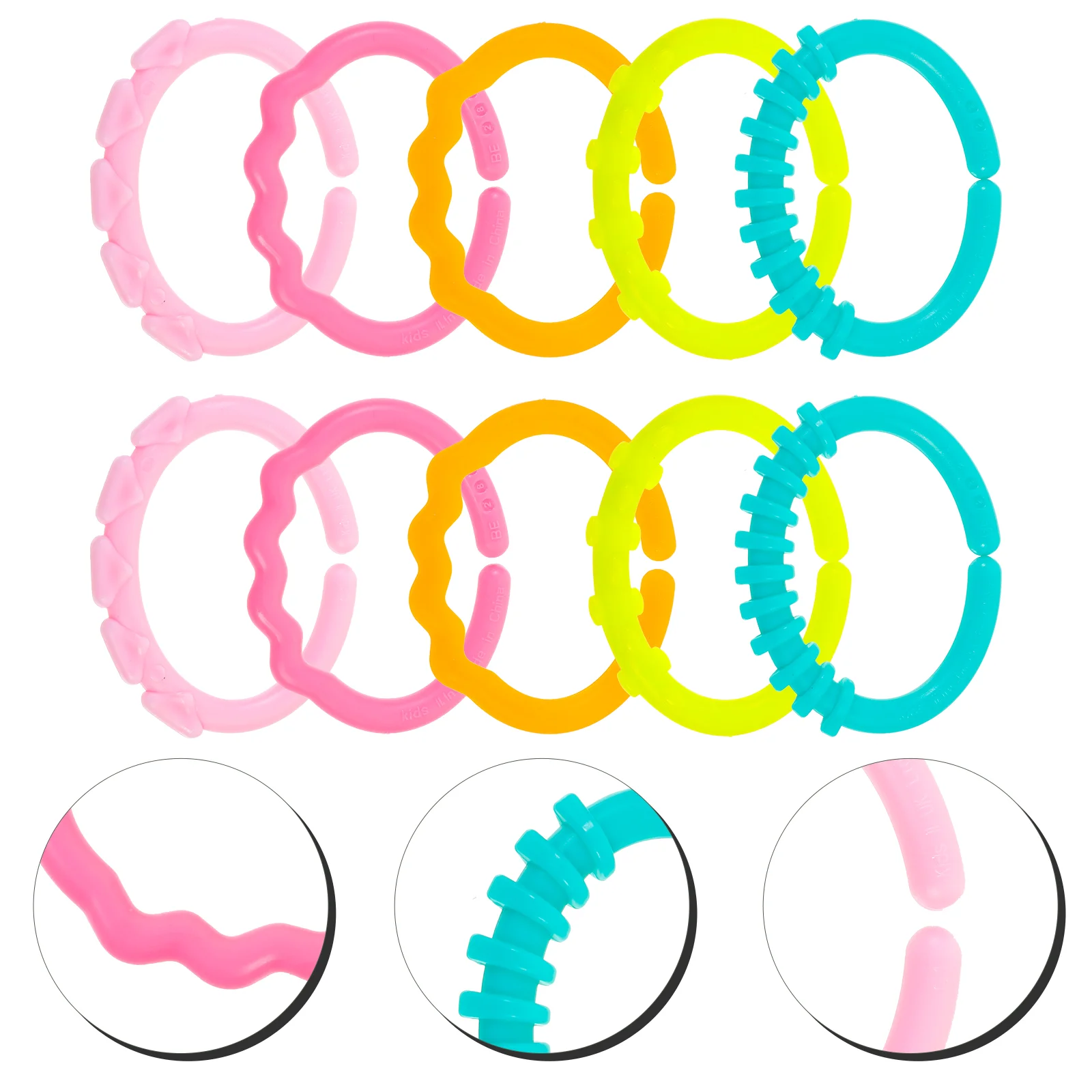 24pcs Baby Teether Rings Links Toys Links Rattle Strollers Car Seat Travel Toys for Baby Infant Newborn