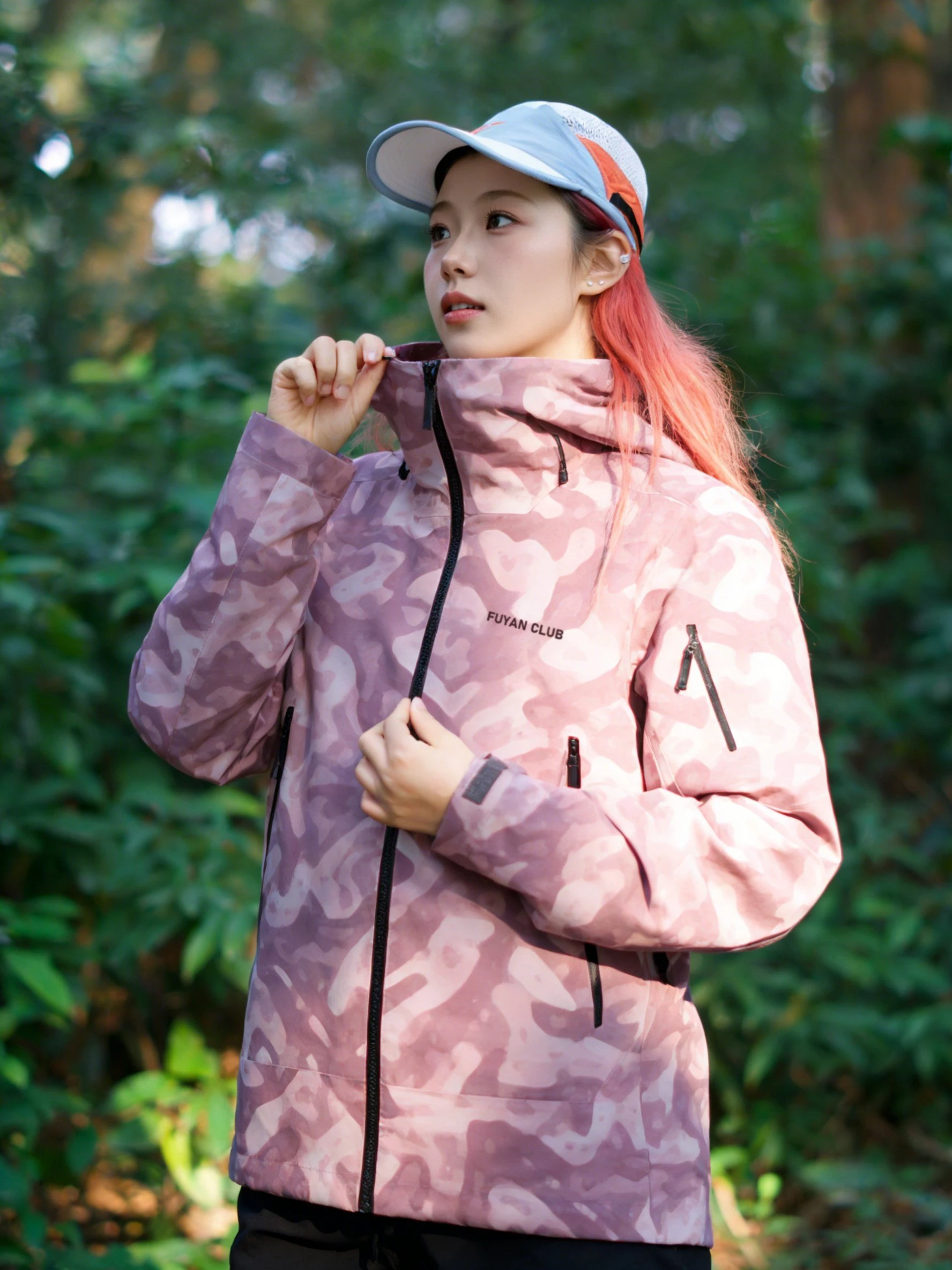 

Куртка Fuyan Pink Camouflage для женщин, ветрозащитная, водонепроницаемая, 3-в-1, для походов и альпинизма, короткая верхняя одежда