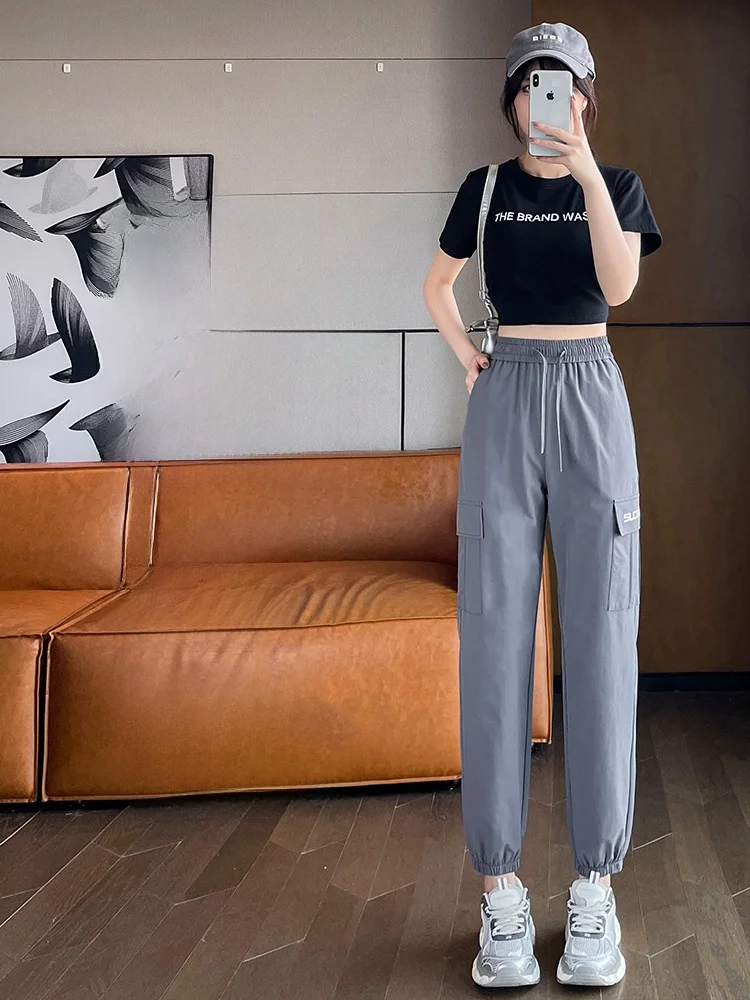 Amerikanische Sle Hohe Taille Arbeitskleidung Hosen frauen Frühling Herbst Neue Sle Slim Fit Sport Bündchen Casual Damen Harlan Jogginghose