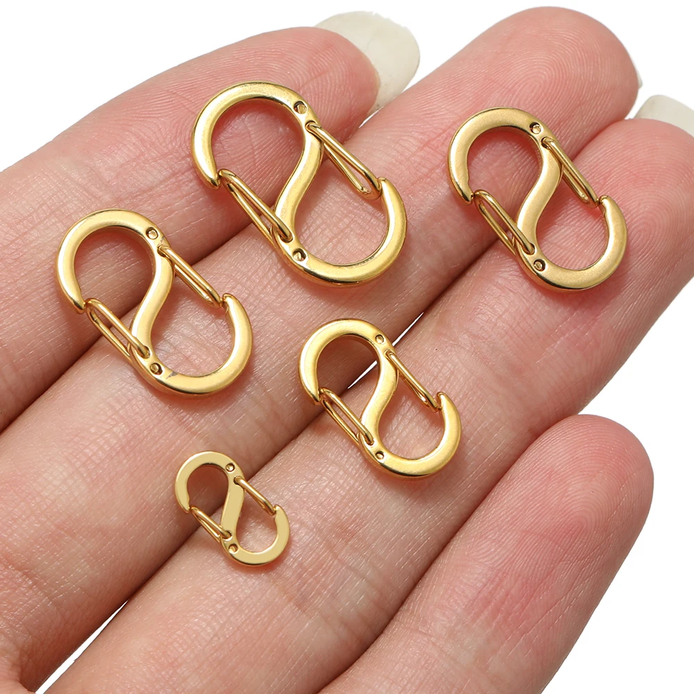 5Pcs 18k Gold Stainless Steel Chic Letter S Buckle Spring Lobster Clasps Necklace Hooks Bracelets Connector DIY Jewelry Making