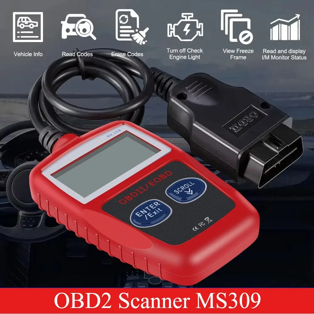 MS309 OBD2 Universal Car Fault Code Reader Accurate Engine Diagnostic Tools Motorcycle Scanner Read and Erase Fault Code View