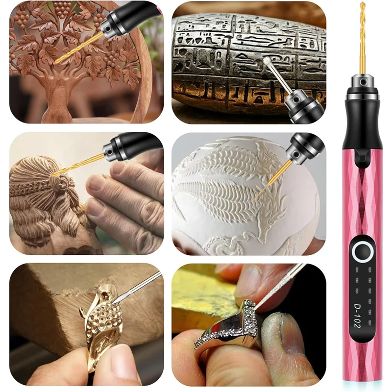 ปากกาแกะสลักไฟฟ้า HHO-Overload Protection สำหรับไม้ โลหะ แก้ว - ชาร์จผ่าน USB-C, ปรับความเร็วได้ 3 ระดับ สำหรับผู้เริ่มต้น