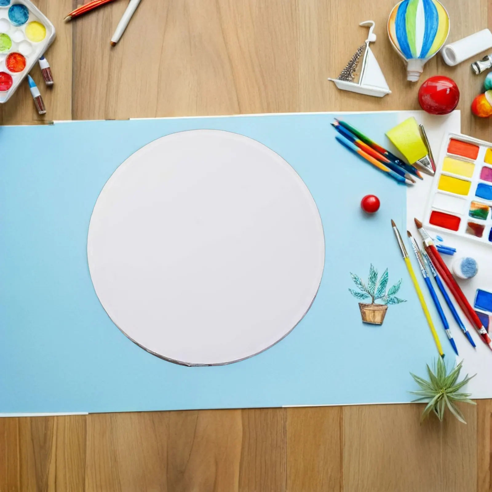 2pcs Pure Cotton Round Canvas 30cm for Oil Painting – Stretched on Wooden Frame, Blank Art Board for Artists & Beginners
