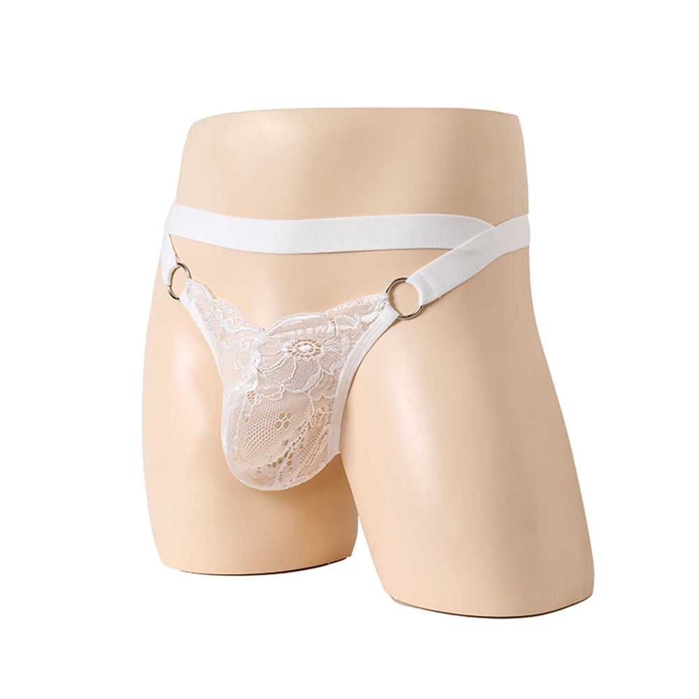All Black Item Features Pattern G String Lace Men Breathable See Through Low Rise Panties Underwear Jock Strap