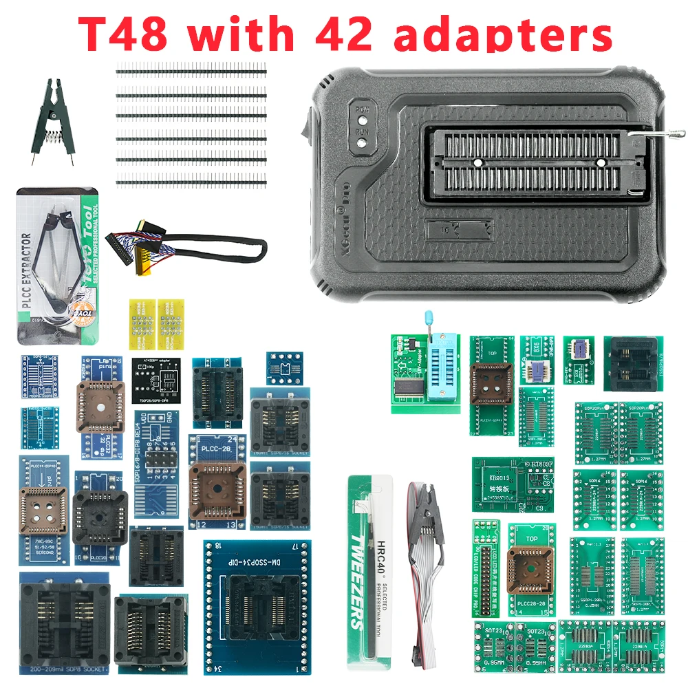 XGecu T48 [TL866-3G] V12.67 Programmer + 42 Adapters Support 31000+ ICs for EPROM/MCU/SPI/Nor/NAND Flash/EMMC/ IC TESTER/