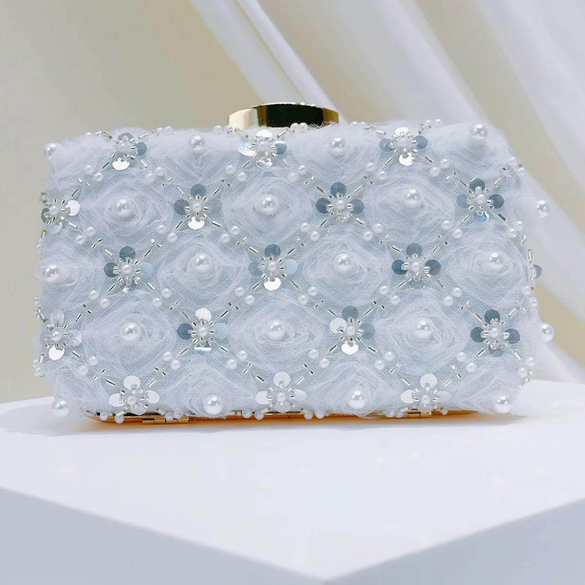 2026 New Light Luxury Pearl Rhinestone Dinner Women's Chain Clutch Celebrity Dress Bag Diamond Banquet Bag