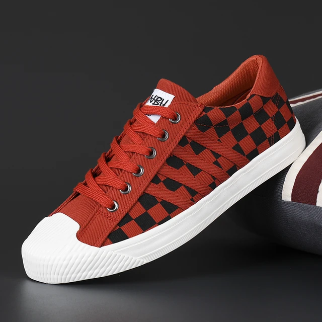 Red checkered shoes hotsell