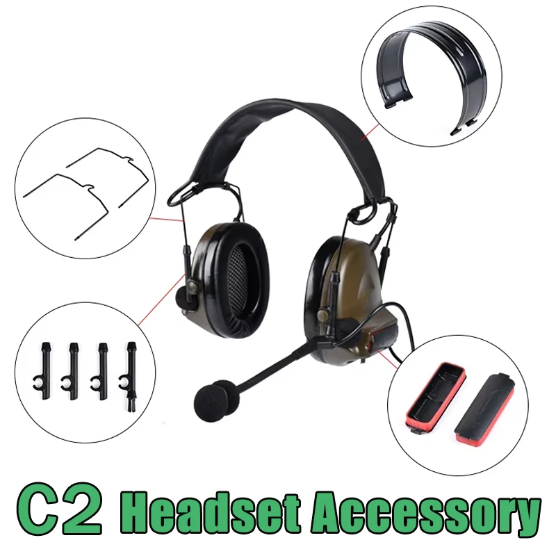 WADSN C2 Tactical Headset Series Headset's Headband Kit Waterproof Battery Cover Military Accessories Shooting Headphone
