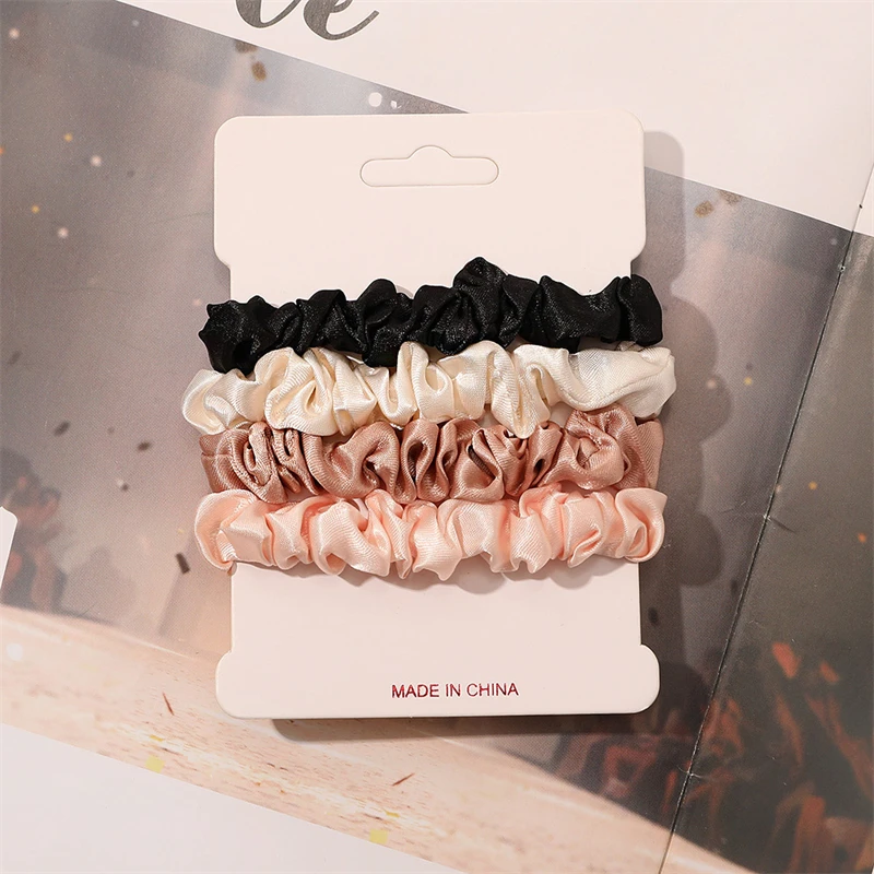 4Pcs/Set Large Intestine Hair Circle Solid Color Hair Scrunchies Girls Rubber Bands Hair Rope Simplicity Elastic Hair Ties