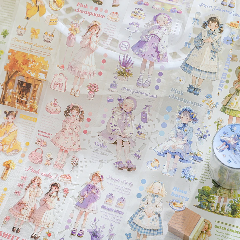 50 مللي متر * 2 متر منتصف الصيف حلم سلسلة Kawaii Ins لطيف فتاة صغيرة الحيوانات الأليفة ملصقات الإبداعية الكولاج الديكور DIY بها بنفسك سجل القصاصات لوازم