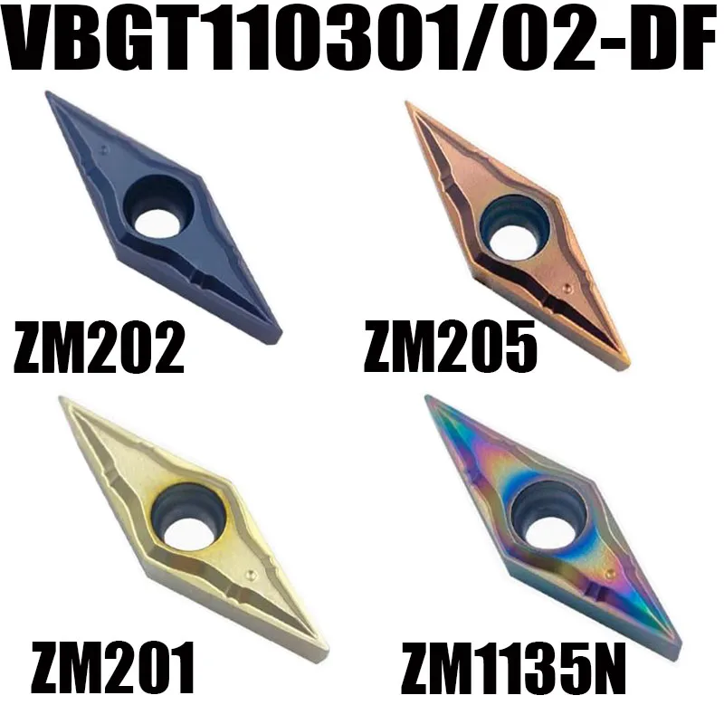 10PCS VBGT110301-DF / VBGT110302-DF 35° finishing CNC Indexable Rhombic Carbide Turning Inserts