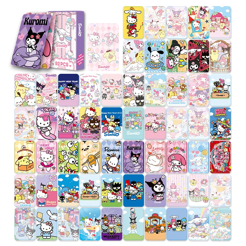 

92 шт./набор Sanrio Лазерная ломо-карта Hello Kitty коллекционная карточка аниме Kuromi Cinnamoroll Двусторонняя HD цветная печатная Фотокарточка