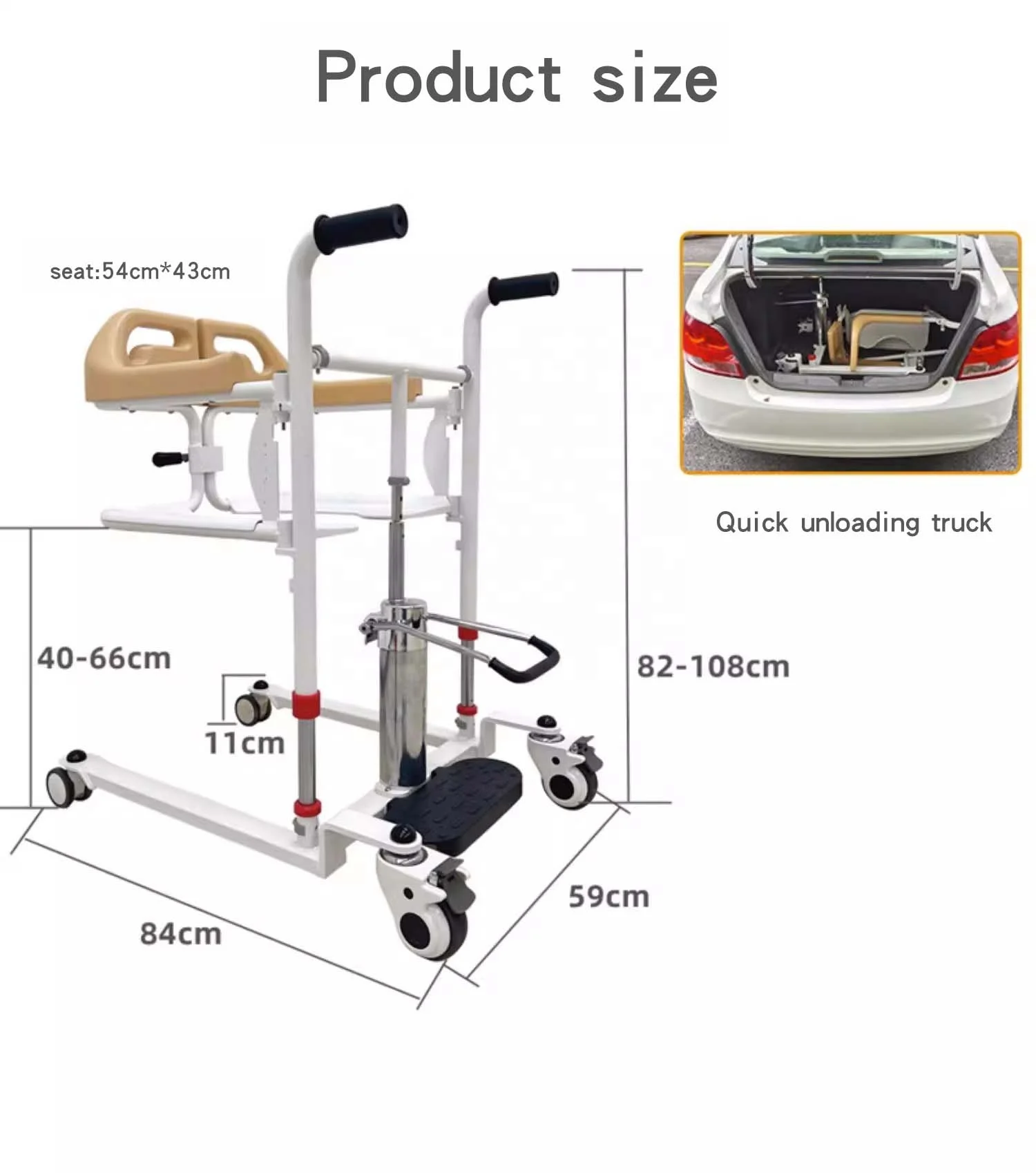 Buyhao Electric Patient Transfer Lift Chair Commode Home Use for Disabled Elderly Paralysis Patient